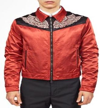 Roberto Cavalli Wing Embroidered Bomber Jacket, Brand Size 52 ( US Size 42 )
