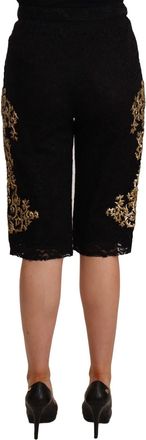Dolce & Gabbana Black Lace Gold Baroque SPECIAL PIECE Womens Shorts