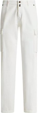 Kiton Stretch Katoenen Broek - Heren - Straight fit broeken - Wit - W33 - Katoen - Broeken