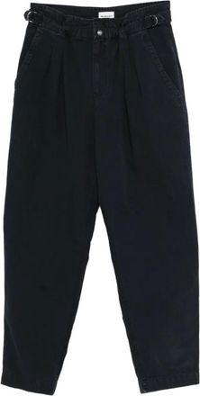 Isabel Marant Neriah pleated buckle trousers - women - Cotton/Linen/Flax/Cotton - 36 - Black