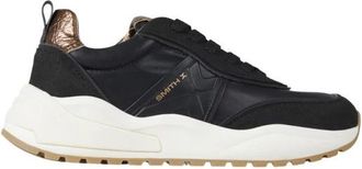 Alexander Smith Blaze Donna in zwart met gekreukelde koperen gelamineerde hak - Dames - Sneakers - Zwart - 36 EU - Schoenen