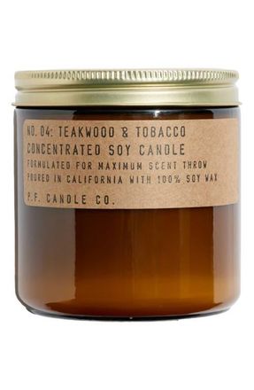 P.F. Candle Co. Teakwood & Tobacco Soy Candle in Brown at Nordstrom