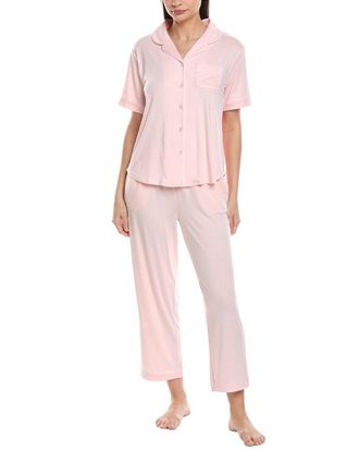 Flora Nikrooz 2pc Knit Notch Collar Capri Pajama Set