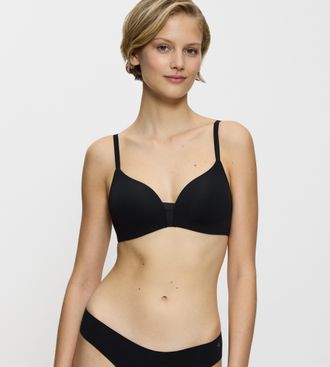 Triumph B&uuml;gelloser BH TRIUMPH Flex Smart P EX, Damen, Gr. 1, N-Gr, schwarz, Microtouch, Obermaterial: 46% Polyester, 35% Polyamid, 19% Elasthan, BHs B&uuml;gellose