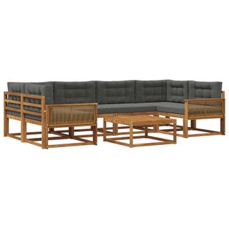 vidaXL Conjunto De Sof&aacute;s De Exterior 7 Pcs Natural Y Antracita Vidaxl