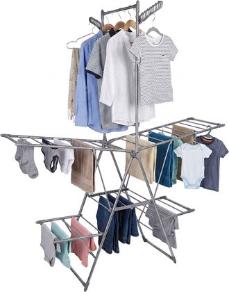 Relaxdays Relaxdays Tendedero Plegable Acero Inoxidable 201 X 136,5 X 56,5 Cm 2 Brazos Barra De Pie Plateado