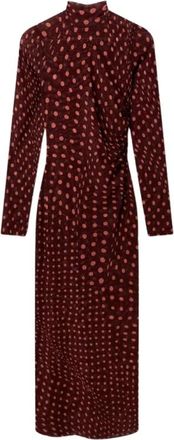 Stella McCartney Maxi jurk met hoge hals en ruches - Dames - Maxi kleedjes - Rood - S - Kleedjes