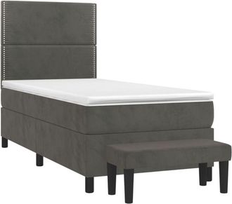 vidaXL Vidaxl - Cama Box Spring Con Colch&oacute;n Terciopelo Gris Oscuro 90x190 Cm
