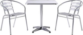 Vente-Unique Mesa y sillas de jard&iacute;n de aluminio : una mesa cuadrada peque&ntilde;a y 2 sillas - MONTMARTRE