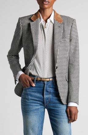 Tom Ford Cashmere Houndstooth Boyfriend Jacket in Black/white at Nordstrom, Size 40