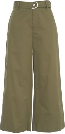 Liu Jo Groene Wijde Pijp Hoge Taille Broek - Dames - Wijde Broeken - Groen - W27 - Katoen - Broeken