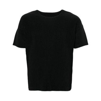 Issey Miyake Tops, Heren, Zwart, M, Nylon, Basics T-shirt