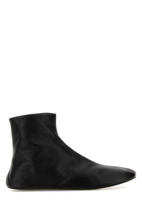 The Row Black Leather Ankle Boots