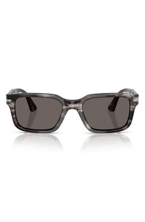 Persol 53mm Rectangular Sunglasses in Striped Black /Grey at Nordstrom