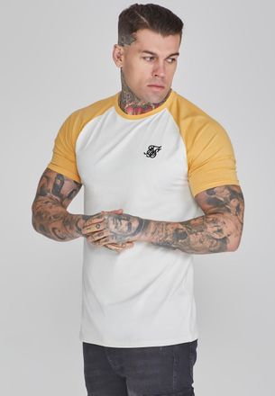 Siksilk Camiseta Raglan crudo y amarillo para hombre SikSilk XL