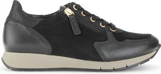 Gabor Zwarte Leren Basket Sneakers - Dames - Sneakers - Zwart - 38 1/2 EU - Schoenen