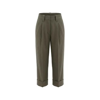 Brunello Cucinelli Straight Trousers - female - Brunello Cucinelli - Straight Trousers - Green - XS - Trousers