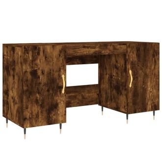 Berkfield Home Desk Smoked Oak 140x50x75 cm Engineered Wood in Brown | Size: 140 x 50 x 75 cm