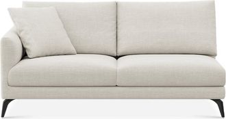 Castlery Lena Left Arm 2 Seater Sofa Customized, Performance Linen Weave, Sand, Matte Black Legs, Spill Resistant, Removable Covers for Castlery