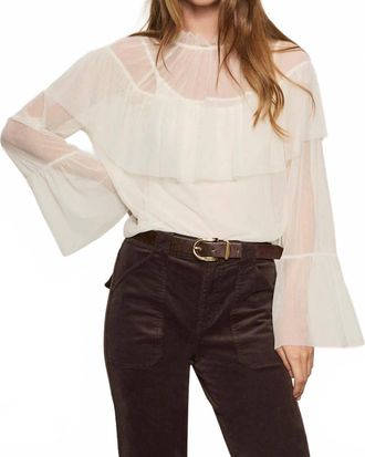 Sanctuary Ethereal Dotted Mesh Blouse In Chalk