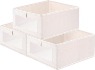 OEM Caja De Almacenamiento - 40 X 27 X 17 Cm - Con Ventana Transparente - Plegable - Sin Tapa - Para Ropa Juguetes Libros Herramientas - Pack De 3