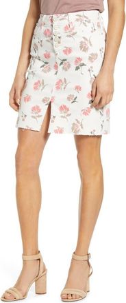 Wash Lab Denim Button Fly Skirt in White Botanical Garden at Nordstrom Rack, Size 30