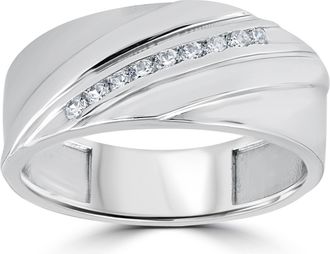 Pompeii3 1/6CT Mens Diamond Ring 10K White Gold Size Selectable