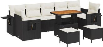 vidaXL Vidaxl - Garden Sofa Set Height-Adjustable 10 pcs Black Poly Rattan