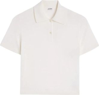 Jil Sander Korte Mouw Wol Polo - Dames - Polos - Wit - XL - Wol - Tops