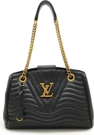 Louis Vuitton Black Noir Leather Shoulder Bag Tote Bag (Pre-Owned)