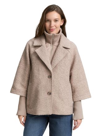 Tom Tailor Outdoorjacke TOM TAILOR, Damen, Gr. 3XL, beige (boucle beige melange), Boucl&eacute;, Obermaterial: 100% Polyester. Futter: 100% Polyester, meliert, regular 