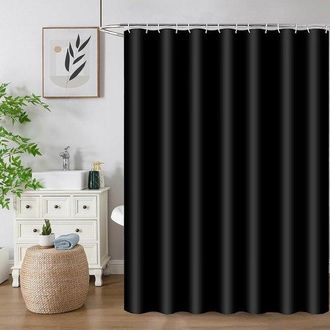OEM Cortina De Ducha De Peva Con Anillas Y Ganchos, Lavable, Resistente Al Moho (negra, 180 X 180 Cm)