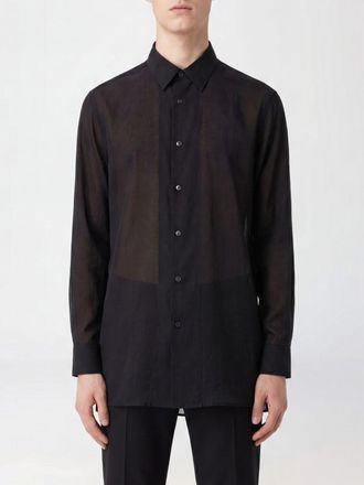 Yohji Yamamoto Camicia classica in cellulosa con collo francese e maniche lunghe
