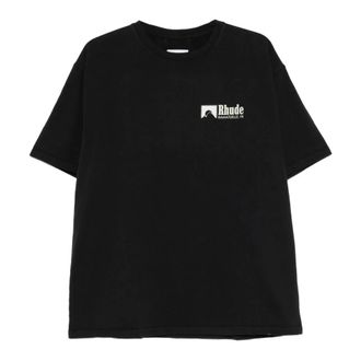 Rhude T-Shirts, male, Black, Size: XL Crew Neck T-shirt