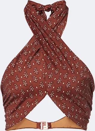 Johanna Ortiz Printed halterneck bikini top