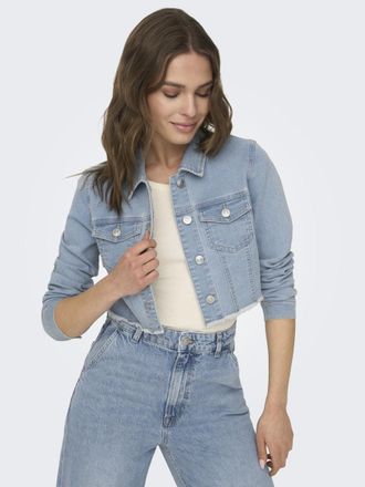Only Jeansjacke ONLY ONLWONDER LS CROPPED DNM JACKET GUA NOOS, Damen, Gr. XL, blau (light blau denim), Web, Obermaterial: 70% Baumwolle, 21% Polyester, 8% 
