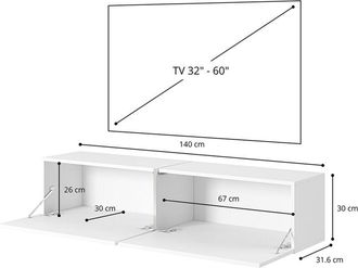 Selsey Selsey - Bisira - Mueble de tv blanco con aspecto de mármol Egger e inserto dorado, 140 cm