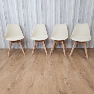 Kosy Koala Set of 4 Cream Dining Chairs PU Leather with Soft Padded Seat for Dining Room