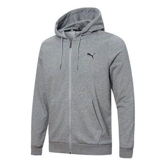 Puma Ess Logo Solid Color Hooded Jacket Gray 848732-03