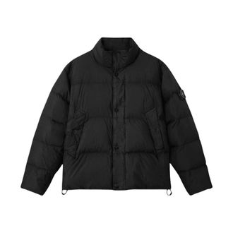 Stone Island Jassen, Heren, Zwart, M, Nylon, Garment Dyed Crinkle Reps NY Down Jacket