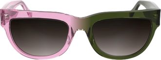 Calvin Klein JEANS Womens Sunglasses CKJ25600S - Pink To Khaki with Gradient Brown Lens