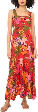 Vince Camuto Print Sleeveless Maxi Dress in Lobster Red at Nordstrom, Size Xx-Small