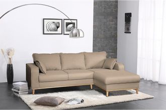 Norrwood home24 Mørteens Ecksofa Greeneville Cappuccino Strukturstoff 230x84x154 cm