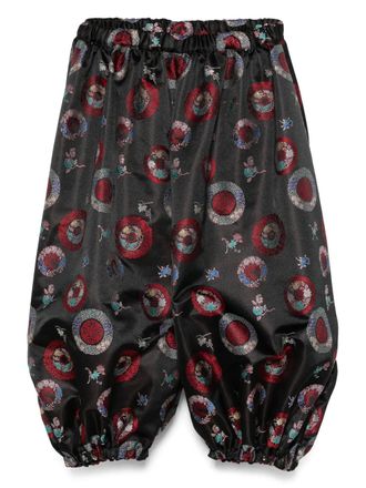 Comme Des Gar&ccedil;ons patterned-intarsia trousers - women - Polyester - S - Black