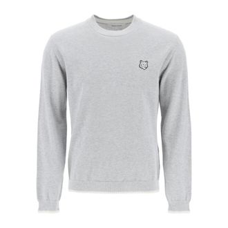 Maison Kitsun&eacute; Sweatshirts, male, Gray, Size: L bold fox head pullover swe