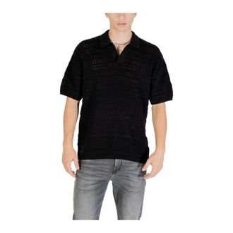 Only & Sons Zwarte V-hals gebreide trui voor mannen - Heren - V-hals truien - Zwart - 2XL - Katoen - Truien & Vesten