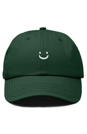 Dalix Lil Smile Embroidered Casual Hat in Dark Green at Nordstrom