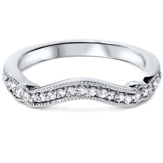 Pompeii3 1/6ct Curved Diamond Wedding Ring 14k White Gold
