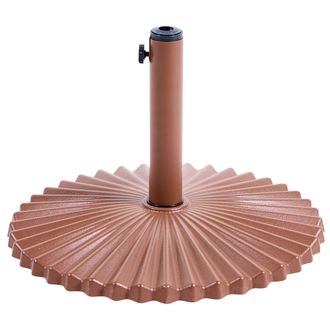 Beliani Base Para Sombrilla De Acero Acanalado Con Recubrimiento En Polvo Resistente A Las Manchas Y Agua M&aacute;stil Ajustable Marr&oacute;n Carezza