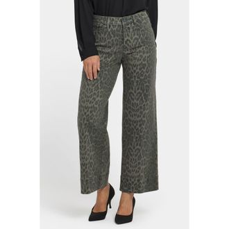 NYDJ Teresa Wide Leg Ankle Jeans in Vine Leaf Leopard at Nordstrom Rack, Size 8
